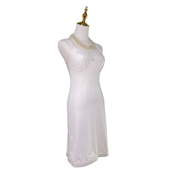 Vintage 50s White Nylon Tulip Chiffon Lace Bust Full Slip Dress Women’s Size S - Picture 7 of 14